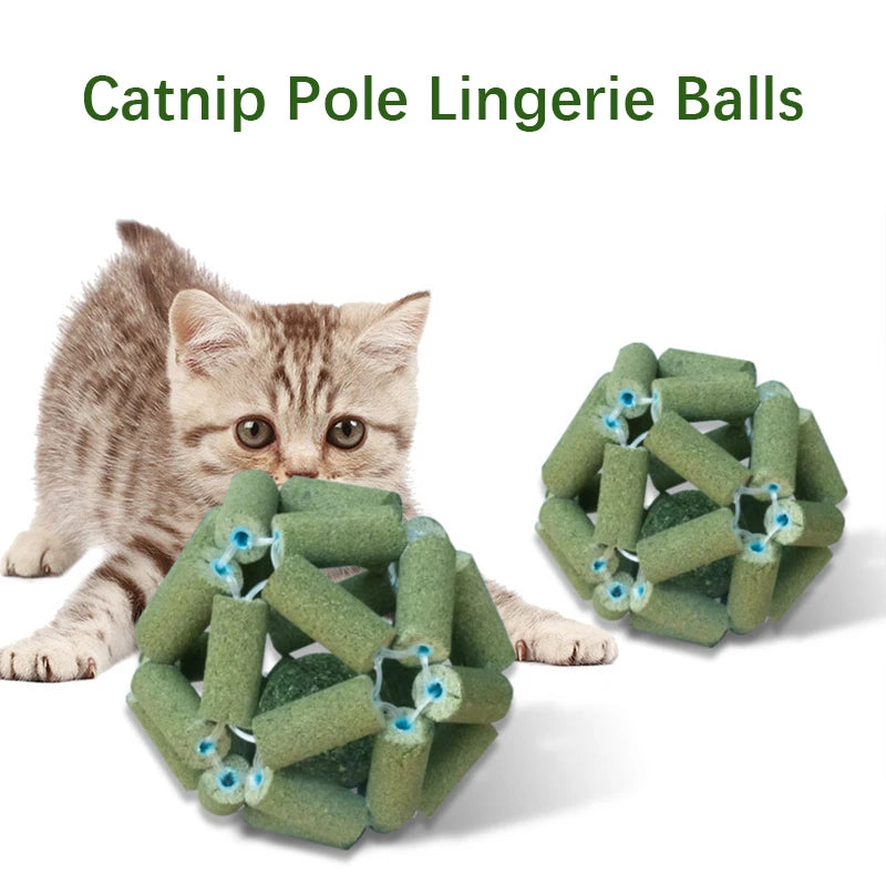 Cat Grass Stick Cage Bell Ball Catnip Tease Toys Safe Cleaning Teeth Fresh Breath Emetic Hairball Hand Woven Balls Pet Supplies